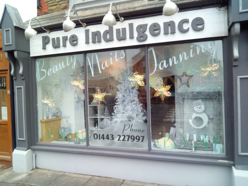 Shop front decorated for Christmas